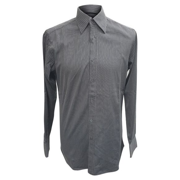 Gucci Long Sleeve Striped Button Down Shirt in Grey Cotton - Picture 1 of 5